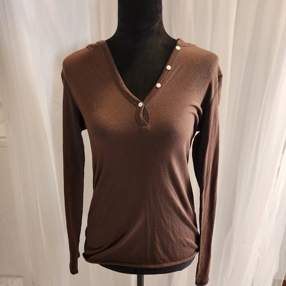 GAP Hooded Brown Long Sleeve Tee